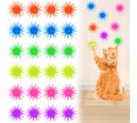 JIEYAO Cat Toys Interactive for Indoor Cats,24pcs Cat Sticky Balls Toys Wall Down, Self Rolling Scritters Ball Cat Toys, Cat Stimulation Toys for Self Play Cat Exercise Toys
