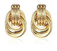JIEYAO Chunky Gold Knot Earrings for Women, Gold Geometric Drop Dangle Earrings Twisted Earrings Trendy Dupes Jewelry Gift(gold)