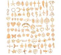 JIEYAO Gold Charms for Jewelry Making, Mixed Tibetan Antique Golden Pendants Bulk Lots Jewelry Making Charms Mini Metal Charms Pendant Aesthetic Earring Charms for DIY Necklace Bracelet Crafting