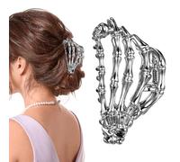 JIEYAO Halloween Spider Web Metal Hair Clips, Goth Alloy Hair Claw Clip, Funny Punk Hair Accessories Non Slip Grip Hair Barrettes Hair Decorations for Women Cosplay Party Catch Clips (Skeleton Hand)