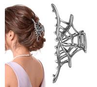 JIEYAO Halloween Spider Web Metal Hair Clips, Goth Alloy Hair Claw Clip, Funny Punk Hair Accessories Non Slip Grip Hair Barrettes Hair Decorations for Women Cosplay Party Catch Clips (Spider Web)