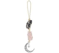 JIEYAO Healing Crystal Car Hanging Ornament, Rose Quartz Amethyst Pendant Moon Star Pendant Charm Spiritual Healing Rearview Mirror Decoration Meditation Protection Energy Gifts for Dashboard Interior
