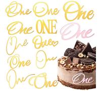 JIEYAO One Cake Topper 1st Birthday Decor, Gold First Anniversary Shower Topper, Cupcake Toppers One Sign Number 1 Cake Topper Party Cake Decorating Supplies for 1st Birthday Boy and Girl Baby Shower