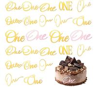 JIEYAO One Cake Topper 1st Birthday Decor, Gold First Anniversary Shower Topper, Cupcake Toppers One Sign Number 1 Cake Topper Party Cake Decorating Supplies for 1st Birthday Boy and Girl Baby Shower