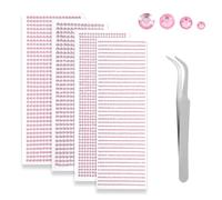 JIEYAO Self-Adhesive Rhinestone Sticker with Tweezer, 3090 Pcs Pink Face Gem Stick On, Acrylic Round Gemstones Stickers Crystal Embellishment Stickers Sticky Bling Clear Gem for Crafts Body Nails