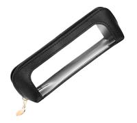 JIEYAO Small Clear Makeup Bag, Portable Travel Makeup Brush Case PU Leather Transparent Waterproof Cosmetic Organizer Pouch with Zipper for Women Home Travel Office Essentials(Black)