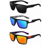 JIEYFC 3PCS Polarised Sunglasses for Men & Women - UV400 Protection, Retro Frames, Lightweight for Driving, Cycling, Fishing & Outdoor Activities (Black,Blue,Orange)