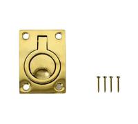 jieyo Hatch Pull Handle 316 Stainless Steel Brass Plating Round Square Flush Lift Ring With Mounting Screws Compatible With Boat(44mmx62mm)