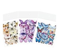 JIEYUCHU 120Pcs Butterfly Stickers, Self-Adhesive Crafts Butterflies Sticker, 3 Colors PET Butterfly for Scrapbook, Laptop, Journal, DIY Project, Window, Envelope
