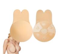 JIEYUCHU Adhesive Bras, Women's Invisible Strapless Bras, Reusable Self-Adhesive Bras, Rabbit Bra Reusable for Party, Wedding, Beach Backless Bra for Women Beige