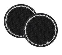JIEYUCHU Car Cup Holder Coaster, 2 Pack Car Coasters, 2.75 inch Universal Car Cup Holder Coaster with Non-slip Honeycomb Texture & Shiny Crystal Accents, Coasters for Car, SUV Etc
