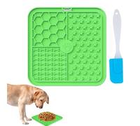 JIEYUCHU Licky Mats for Dogs and Cats, Dog Slow Feeding Lick Mats with Suction, Silicone Puppy Lick Mat for Dog Anxiety Relief, Slow Pet Feeder For Food, Peanut Butter, with 1 Spatula (Green)
