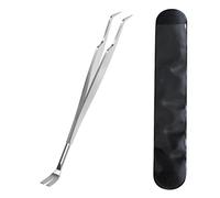 JIEYUCHU Tick Remover Tool, 2 in 1 Stainless Steel Tick Remover, Tick Tweezers With Leather Bag, Painlessly Tick for Dogs Cats and Humans Pets