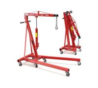 JIEYUGH 2 Ton Folding Hydraulic Engine Hoist, with 6 Casters and Telescopic Boom, Heavy Duty Cherry Picker Hydraulic Shop Crane, for Automotive Repair Shops, Workshops,Warehouses(2T)