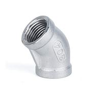 JIEYUZYUO 1/8" 1/4" 3/8" 1/2" 3/4" 1" 1-1/2" 2" 3" 4" Bsp Npt Female 45 Degree Elbow Connector Coupler 201 304 316 Stainless Pipe Fitting/Npt Ss304/1"