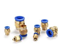JIEYUZYUO 100Pcs Backs Pc Type Quick Push Pneumatic Air Connector Brass Straight Through Hose Pin Adapter Connect Tube Thread Fittings 1/4/Pc12-01/ Size