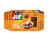 Jif Peanut Butter & Chocolate To Go, 8 Cups (6 Pack) Less Sugar, Thick and Creamy Texture