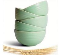 JIfengan 5.9 inch Bowl, Lightweight Plastic Bowls Set of 5, Unbreakable Dinnerware BPA Free, Microwave and Dishwasher Safe, Reusable Dinner Bowls for Rice Salad (Green)