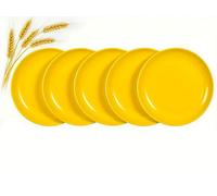 JIfengan 9 Inch Reusable Unbreakable Plastic Plates, 5 Pcs Lightweight Dinner Plate Set, Non-Toxin Dishwasher & Microwave Safe and Healthy - Perfect for Camping, Picnic (Yellow)