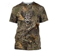 JIFENLI Mens 3D Print t-Shirts Camouflage Hunting Animal Rabbit Men's Summer Casual Oversized 3D T-Shirt Street Fashion Short Sleeve Pullover Camoufl