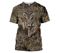 JIFENLI Mens 3D Print t-Shirts Camouflage Hunting Animal Rabbit Men's Summer Casual Oversized 3D T-Shirt Street Fashion Short Sleeve Pullover Camoufl