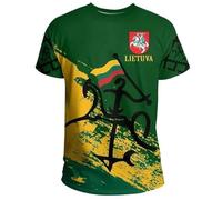 JIFENLI Mens 3D Print t-Shirts Lithuania Flag 3D Print T Shirt Men Lithuanian National Emblem Pattern Short Sleeve Tracksuits Outwear Street Tees Mal