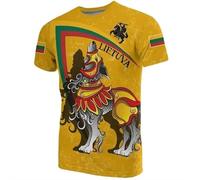 JIFENLI Mens 3D Print t-Shirts Lithuania Flag 3D Print T Shirt Men Lithuanian National Emblem Pattern Short Sleeve Tracksuits Outwear Street Tees Mal