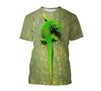 JIFENLI Mens 3D Print t-Shirts Summer Reptile Lizard Pattern Printed T-Shirt Fashion Chameleon Hip-Hop Street O-Neck Casual Top