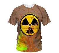 JIFENLI Unisex 3D Print t-Shirts Biohazard Radiation Waste Water Logo Pattern Men's T-Shirt Danger Warning Clothing