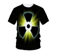 JIFENLI Unisex 3D Print t-Shirts Biohazard Radiation Waste Water Logo Pattern Men's T-Shirt Danger Warning Clothing