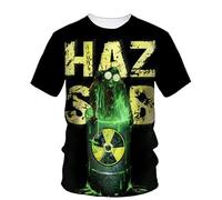 JIFENLI Unisex 3D Print t-Shirts Biohazard Radiation Waste Water Logo Pattern Men's T-Shirt Danger Warning Clothing