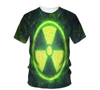 JIFENLI Unisex 3D Print t-Shirts Biohazard Radiation Waste Water Logo Pattern Men's T-Shirt Danger Warning Clothing