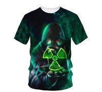 JIFENLI Unisex 3D Print t-Shirts Biohazard Radiation Waste Water Logo Pattern Men's T-Shirt Danger Warning Clothing