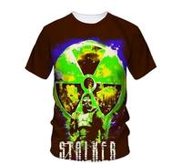 JIFENLI Unisex 3D Print t-Shirts Biohazard Radiation Waste Water Logo Pattern Men's T-Shirt Danger Warning Clothing
