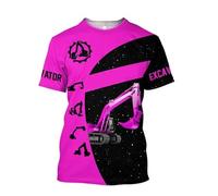 JIFENLI Unisex 3D Print t-Shirts Excavator Engineering Car 3D Printing Summer Men's Short Sleeve Fashion Outdoor Leisure Quick Drying Loose O Collar Work Clothes