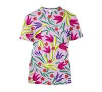 JIFENLI Unisex 3D Print t-Shirts Fashion Casual Draw Flowers and Plants Graphic T Shirts for Unisex Summer Leisure Holiday Printed Short Sleeve Tees Tops