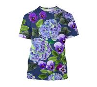 JIFENLI Unisex 3D Print t-Shirts Fashion Casual Draw Flowers and Plants Graphic T Shirts for Unisex Summer Leisure Holiday Printed Short Sleeve Tees Tops