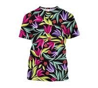 JIFENLI Unisex 3D Print t-Shirts Fashion Casual Draw Flowers and Plants Graphic T Shirts for Unisex Summer Leisure Holiday Printed Short Sleeve Tees Tops