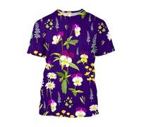 JIFENLI Unisex 3D Print t-Shirts Fashion Casual Draw Flowers and Plants Graphic T Shirts for Unisex Summer Leisure Holiday Printed Short Sleeve Tees Tops