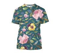 JIFENLI Unisex 3D Print t-Shirts Fashion Casual Draw Flowers and Plants Graphic T Shirts for Unisex Summer Leisure Holiday Printed Short Sleeve Tees Tops