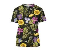 JIFENLI Unisex 3D Print t-Shirts Fashion Casual Draw Flowers and Plants Graphic T Shirts for Unisex Summer Leisure Holiday Printed Short Sleeve Tees Tops