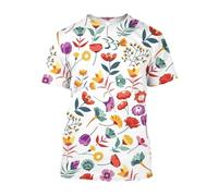 JIFENLI Unisex 3D Print t-Shirts Fashion Casual Draw Flowers and Plants Graphic T Shirts for Unisex Summer Leisure Holiday Printed Short Sleeve Tees Tops
