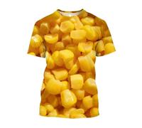 JIFENLI Unisex 3D Print t-Shirts Fashion Casual Oversized Fun Corn Graphic T Shirts for Men Summer Leisure Harajuku Printed Round Neck Tees Top