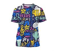 JIFENLI Unisex 3D Print t-Shirts Fashion Music Notes Guitar 3D Print T Shirt for Men Summer Casual Round Neck Short Sleeve Tees Tops T Shirts