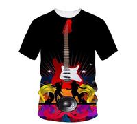 JIFENLI Unisex 3D Print t-Shirts Fashion Rock Music Guitar Boy Fashion Creative 3D Printed Round Neck Shirt Short Sleeve T-Shirt Plus Size Clothing