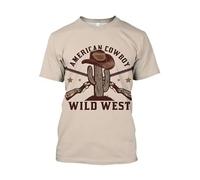 JIFENLI Unisex 3D Print t-Shirts Short Sleeve T-Shirt Men's Western Cowboy Graphic 3D Printing Fast Drying Fashion Casual O Collar Hip Hop Top