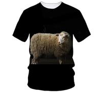 JIFENLI Unisex 3D Print t-Shirts Small Sheep Animal Print Hip Hop Men Short Sleeve Creative Street Casual T-Shirt O Collar Comfortable Top