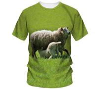 JIFENLI Unisex 3D Print t-Shirts Small Sheep Animal Print Hip Hop Men Short Sleeve Creative Street Casual T-Shirt O Collar Comfortable Top
