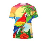 JIFENLI Unisex 3D Print t-Shirts Summer Fashion Casual Fun Parrot Graphic T Shirts for Men Hip Hop Leisure Oversized Round Neck Short Sleeve Tees Tops
