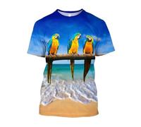 JIFENLI Unisex 3D Print t-Shirts Summer Fashion Casual Fun Parrot Graphic T Shirts for Men Hip Hop Leisure Oversized Round Neck Short Sleeve Tees Tops
